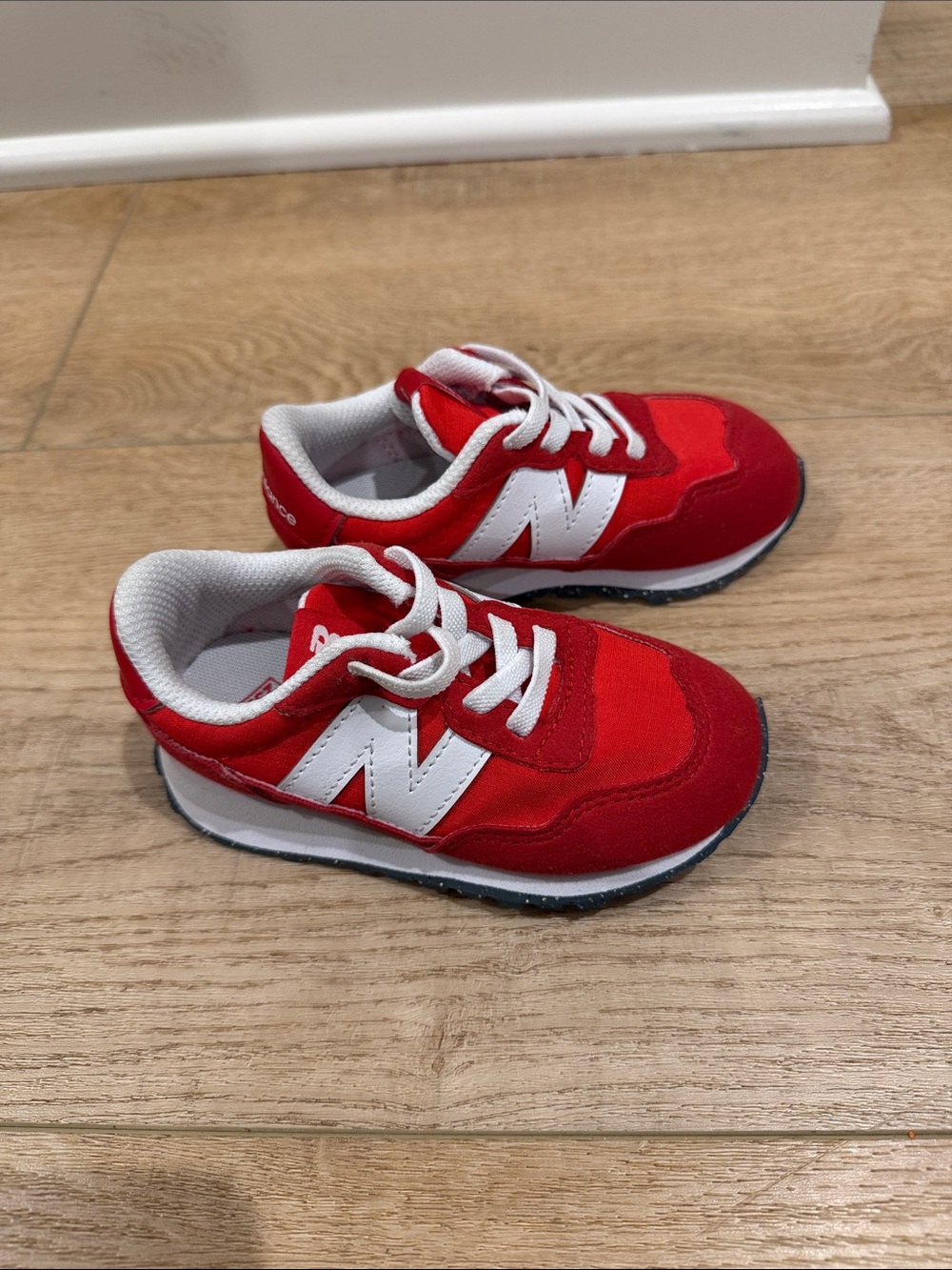 New Balance 237 Kids Red and White Retro Runner Sneakers